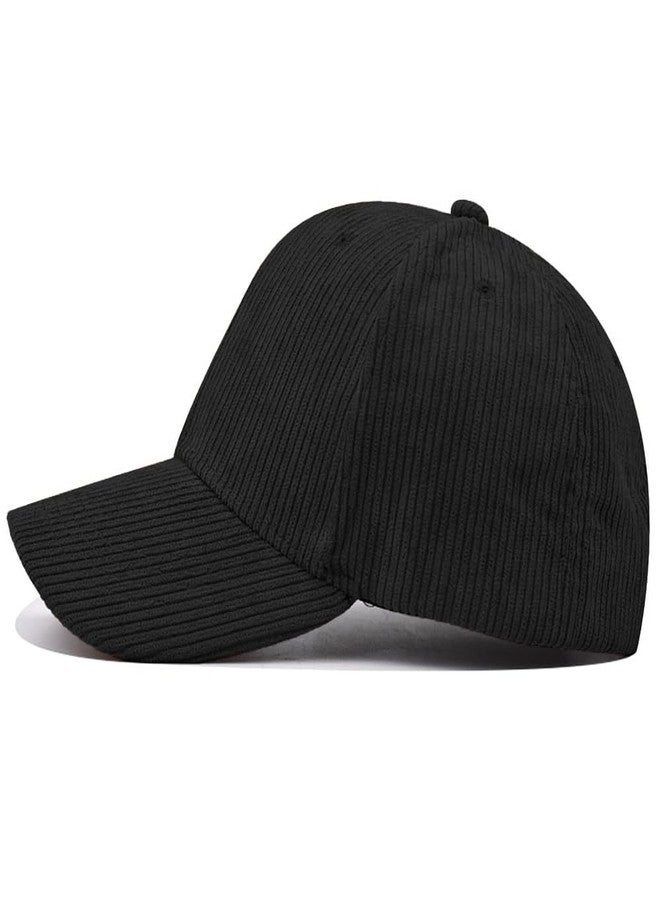Ptduabenlu Baseball Cap for Men Women Adjustable Sports Hat Vintage Corduroy Hat Trucker Cap Black - Image 2